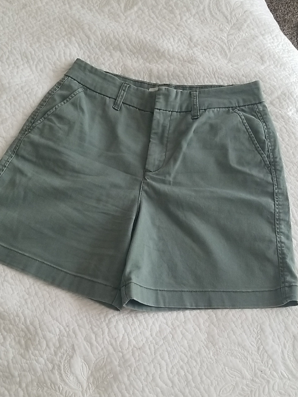 Avocado Green Cotton Shorts